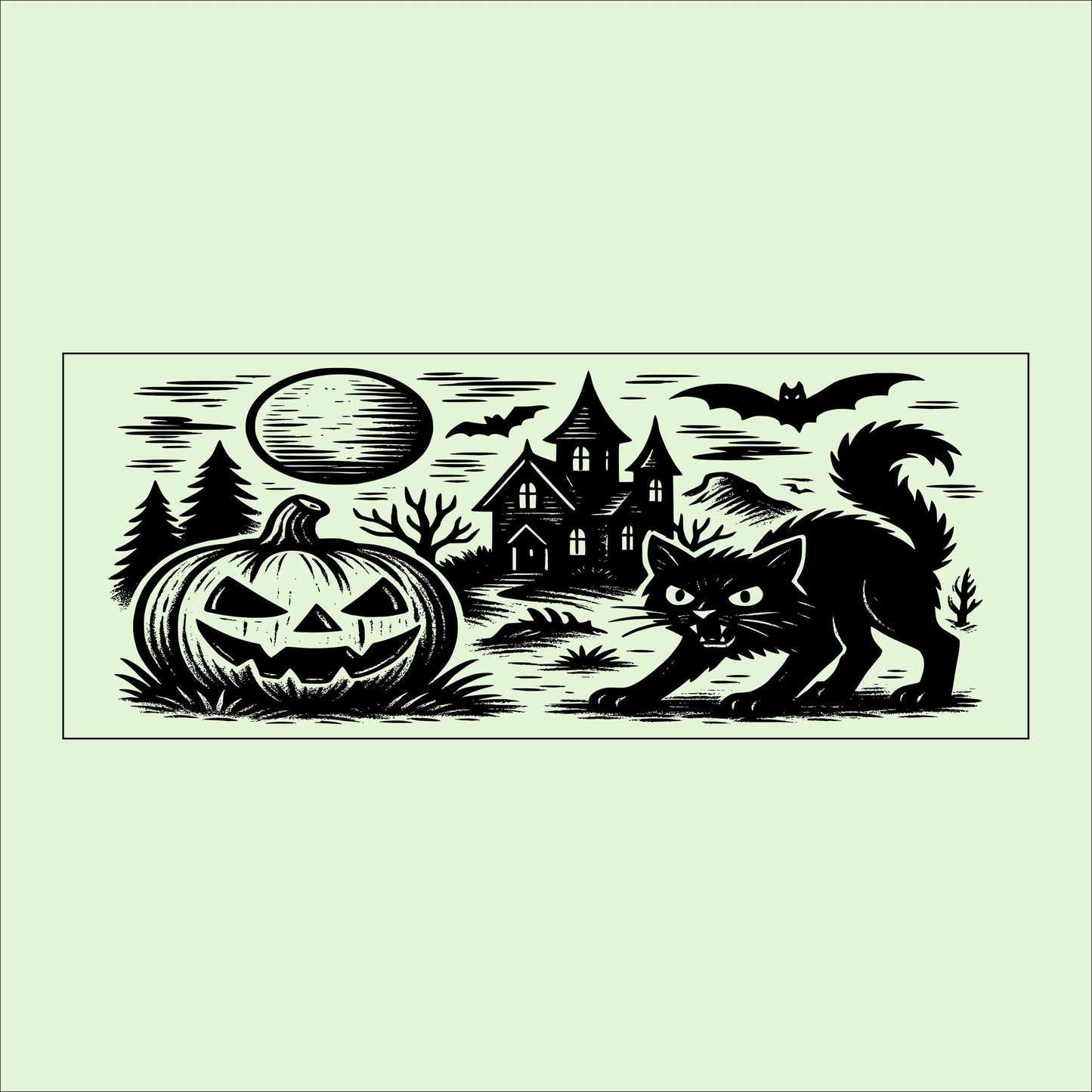 Halloween Black Cat Wooden Sign: Spooky Haunted House Decor