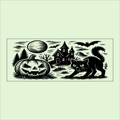 Halloween Black Cat Wooden Sign: Spooky Haunted House Decor