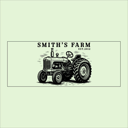 Personalized Farm Sign: Rustic Tractor Birch Wood Plaque