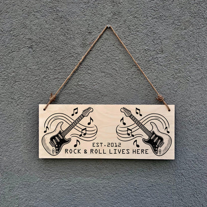 Personalized Rock & Roll Guitar Sign: Music Room Decor