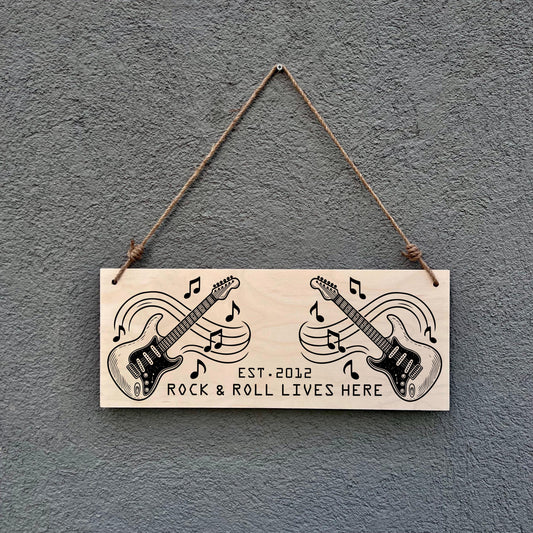 Personalized Rock & Roll Guitar Sign: Music Room Decor