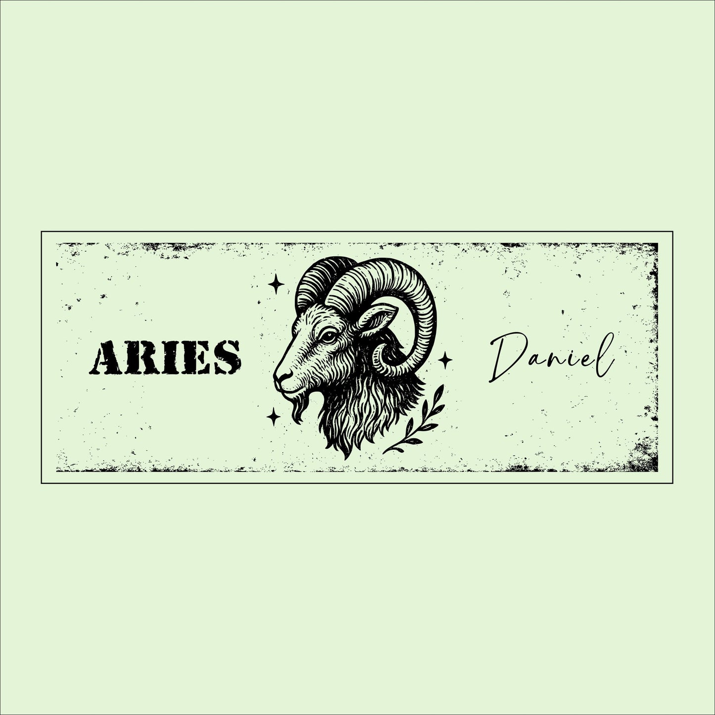Personalized Aries Zodiac Sign: Rustic Birch Wood Name Plaque