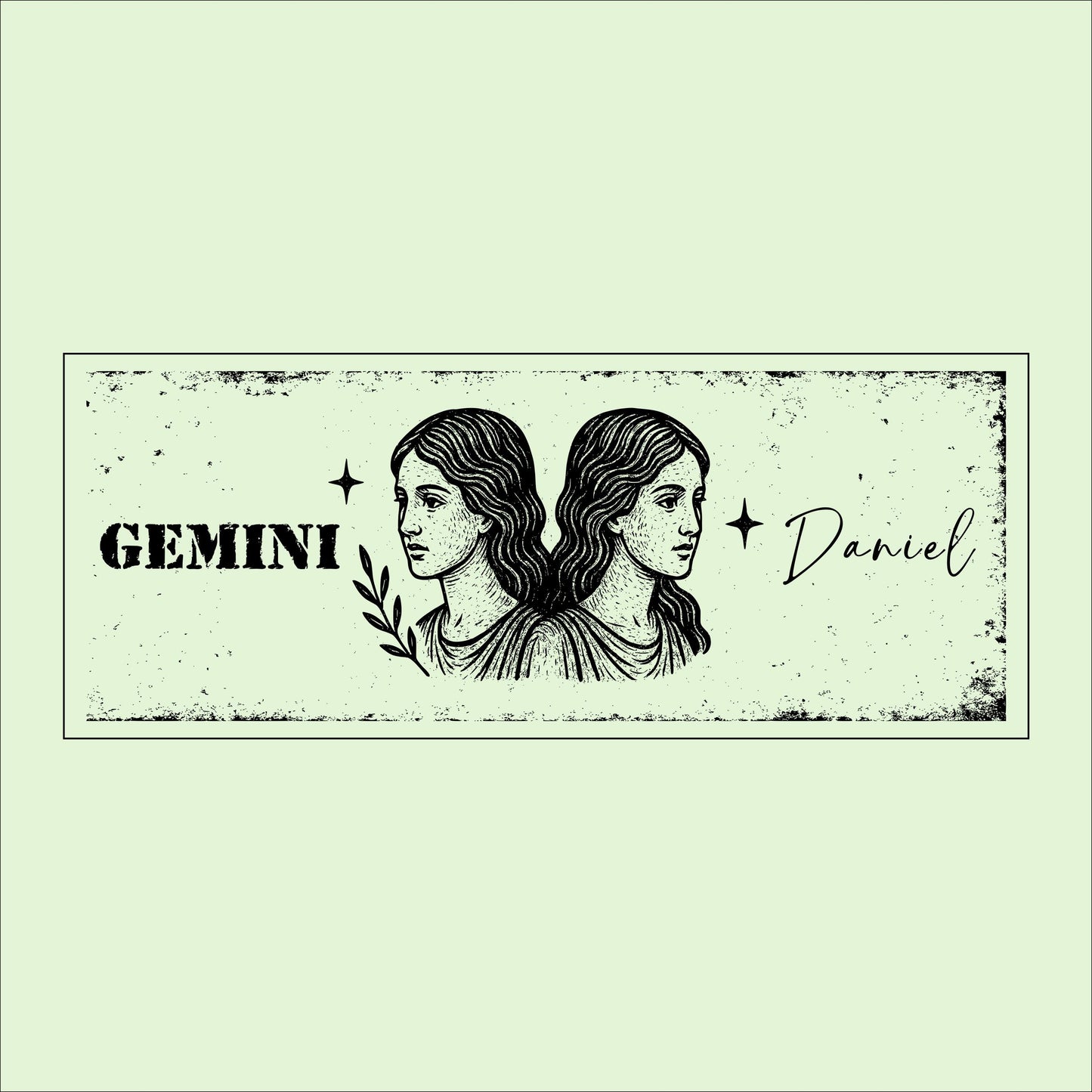 Personalized Gemini Zodiac Sign Plaque: Rustic Wood Horoscope Wall Art