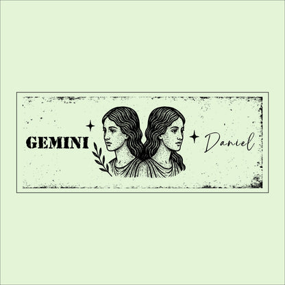 Personalized Gemini Zodiac Sign Plaque: Rustic Wood Horoscope Wall Art