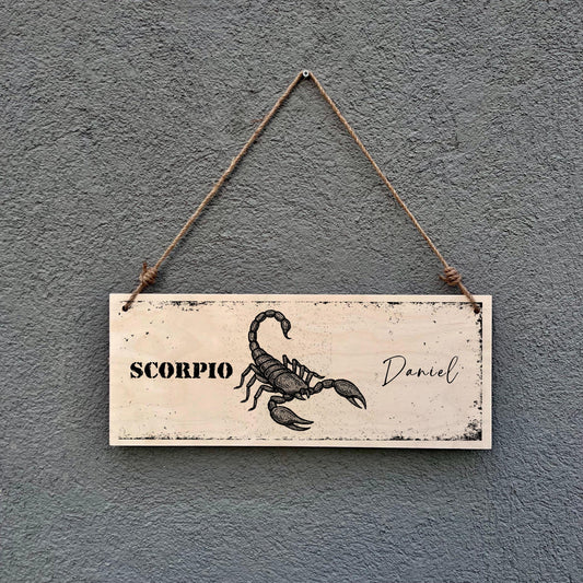 Scorpio Zodiac Sign Wooden Plaque: Rustic Astrology Wall Decor