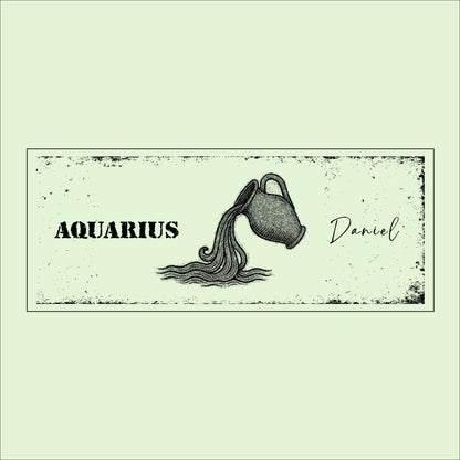 Personalized Aquarius Zodiac Sign: Rustic Wooden Astrology Wall Decor