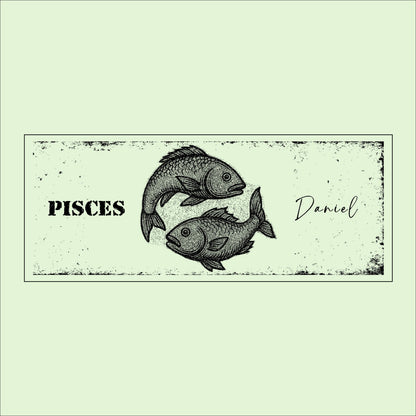 Personalized Pisces Zodiac Sign: Rustic Wood Astrology Wall Decor