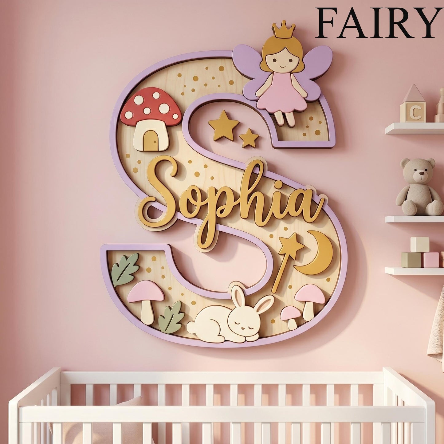 Personalized Dinosaur Nursery Monogram Sign, 3D Wood Initial Letter Decor, Custom Baby Door Hanger, Prehistoric Kids Wall Art, Wooden Gift