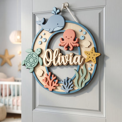 Personalized Dinosaur Nursery Monogram Sign, 3D Wood Initial Letter Decor, Custom Baby Door Hanger, Prehistoric Kids Wall Art, Wooden Gift