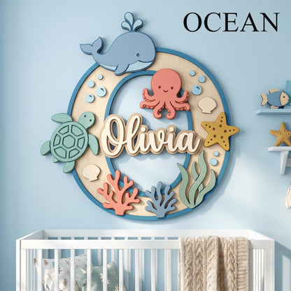 Personalized Dinosaur Nursery Monogram Sign, 3D Wood Initial Letter Decor, Custom Baby Door Hanger, Prehistoric Kids Wall Art, Wooden Gift
