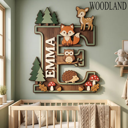 Personalized Dinosaur Nursery Monogram Sign, 3D Wood Initial Letter Decor, Custom Baby Door Hanger, Prehistoric Kids Wall Art, Wooden Gift