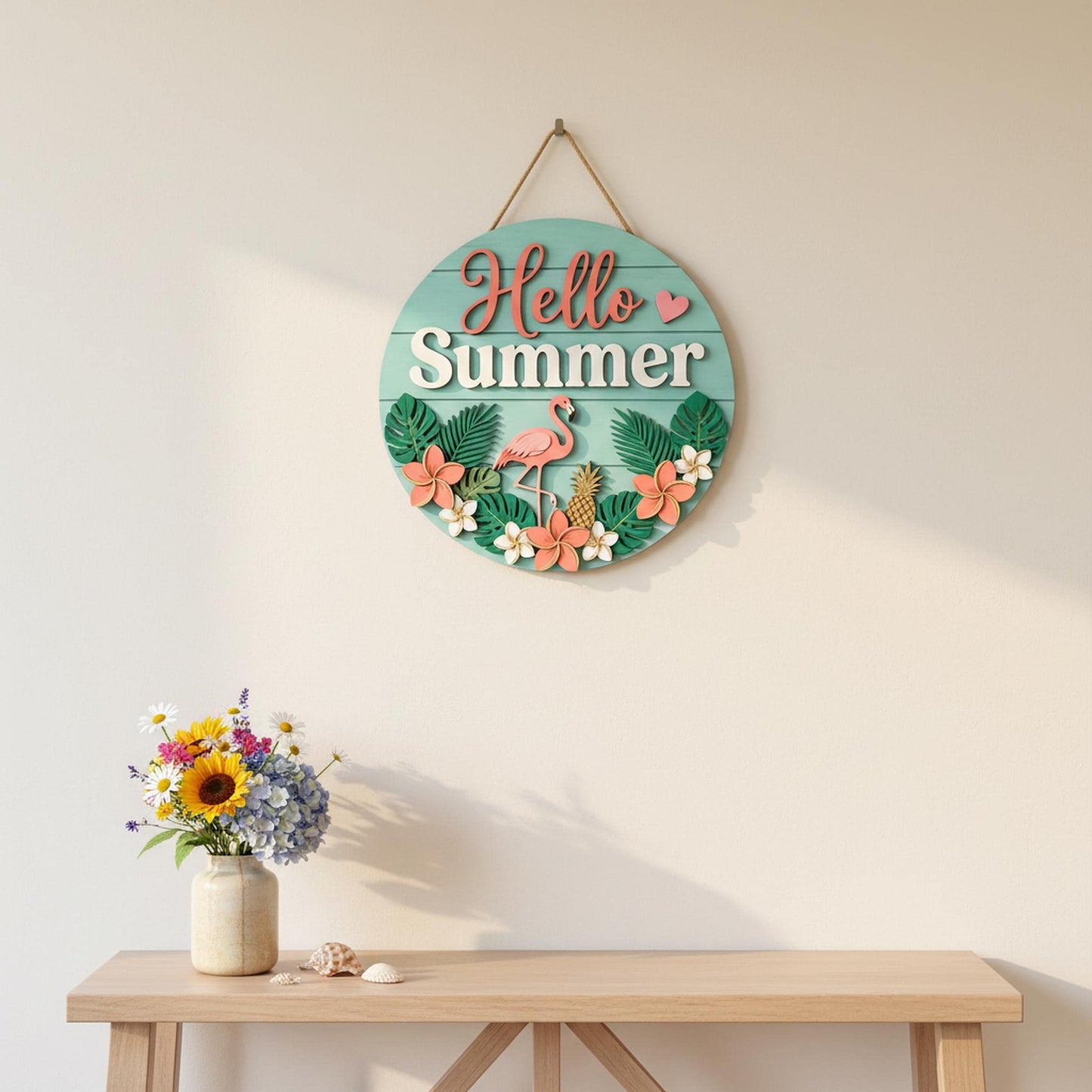 Personalized Summer Family Name Sign 3D, Custom Beach House Wood Door Hanger, Tropical Hawaiian Patio Decor, Pool Party Housewarming Gift