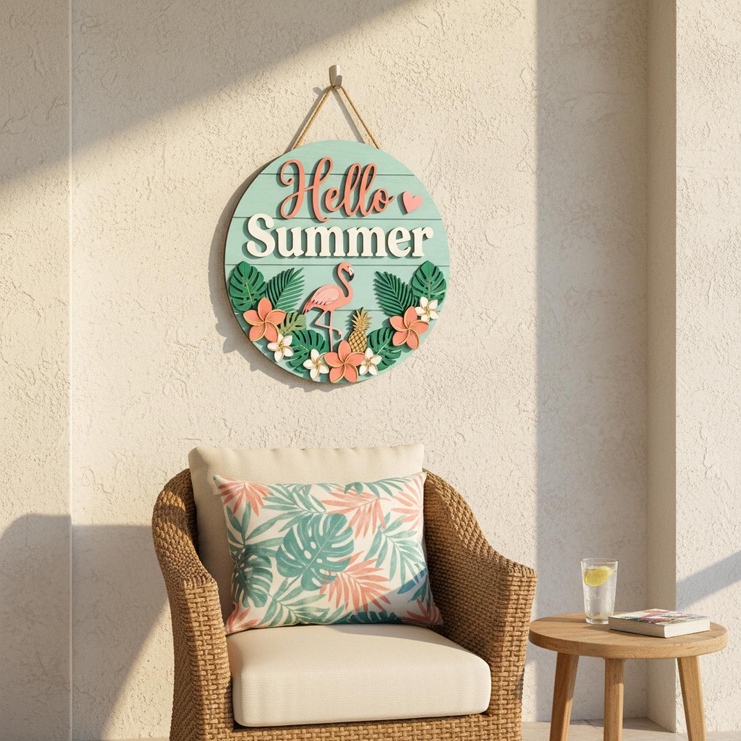 Personalized Summer Family Name Sign 3D, Custom Beach House Wood Door Hanger, Tropical Hawaiian Patio Decor, Pool Party Housewarming Gift