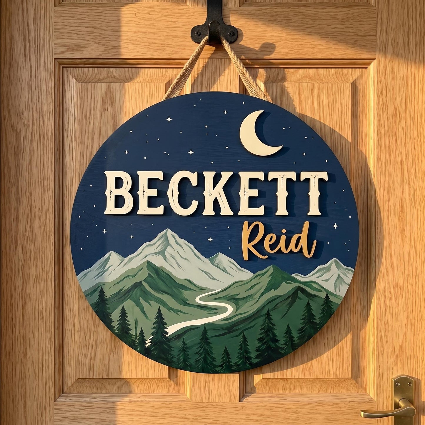 Custom Mountain Nursery Name Sign 3D, Personalized Woodland Baby Boy Room Wall Decor, Rustic Wood Adventure Plaque, New Parents Gift Ideas