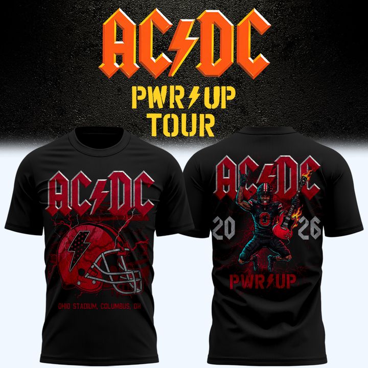 AC/DC x Ohio State Buckeyes Football - Power Up Tour 2026 Black T-Shirt