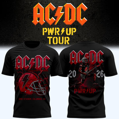 1. AC/DC x Ohio State Buckeyes Football - Power Up Tour 2026 Black T-Shirt