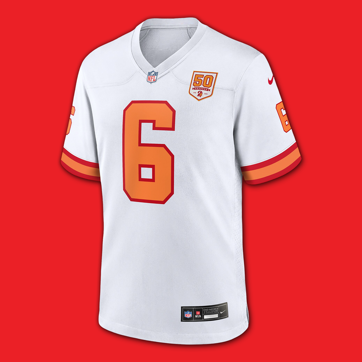 Unisex '76 Tampa Bay Buccaneers Baker Mayfield White 50th Season Game Jersey - Signature