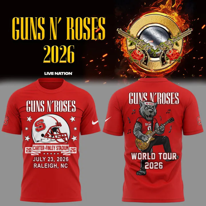 Exclusive Shirt Guns N' Roses x NC State Football - World Tour 2026 T-Shirt