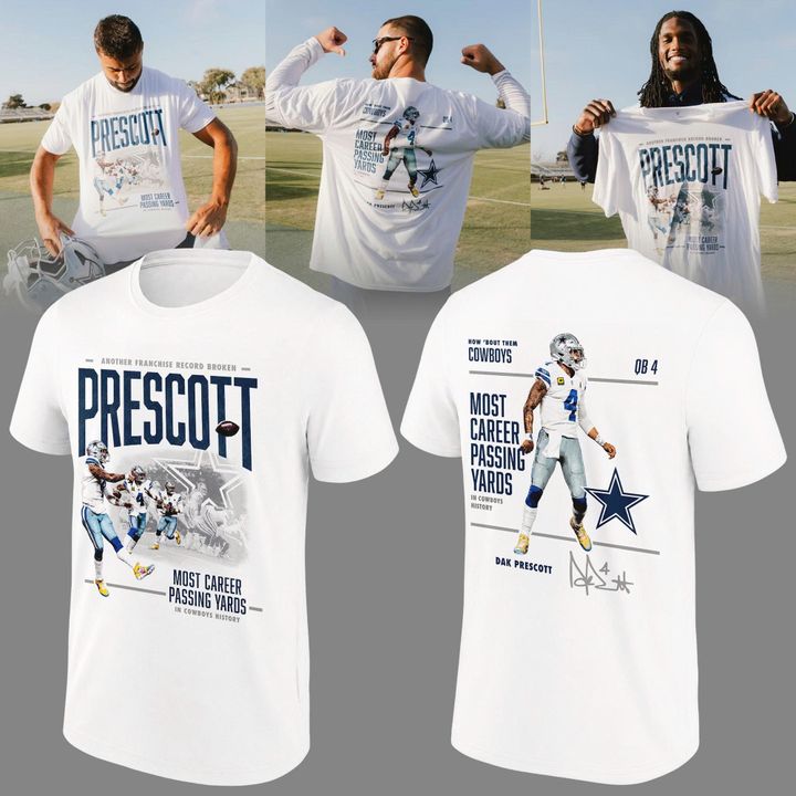 Limited Edition Dak Prescott T-Shirt Signatures Print for Dallas Cowboys fans
