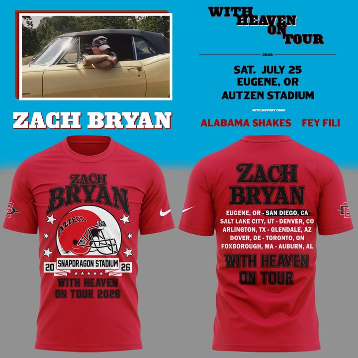 Zach Bryan x San Diego State Football - With Heaven On Tour 2026 T-Shirt