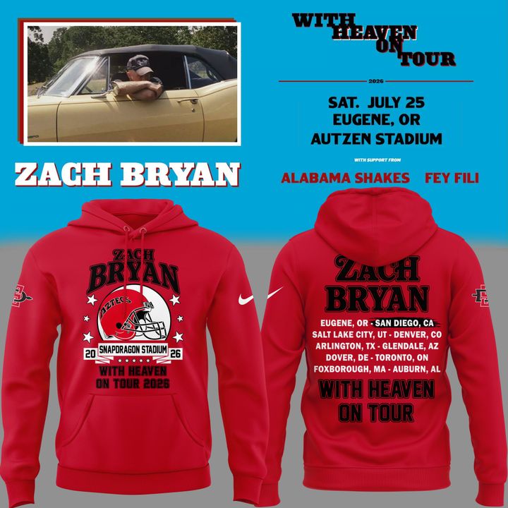 New Hoodie Zach Bryan x San Diego State Football - With Heaven On Tour 2026 Hoodie