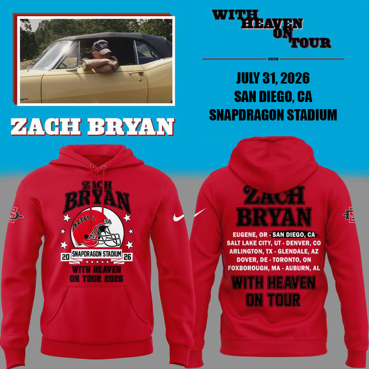 New Hoodie Zach Bryan x San Diego State Football - With Heaven On Tour 2026 Hoodie