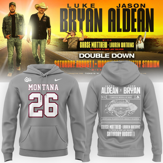 Limited Edition Montana Grizzlies x Jason Aldean And Luke Bryan Gray Hoodie