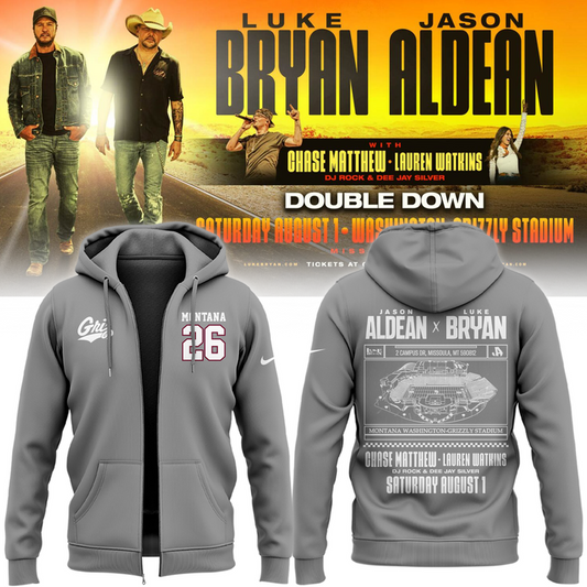 Limited Edition Montana Grizzlies x Jason Aldean And Luke Bryan Zip Hoodie