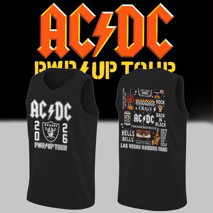 26. Special Black AC/DC x Las Vegas Raiders - Power Up Tour 2026 Jersey