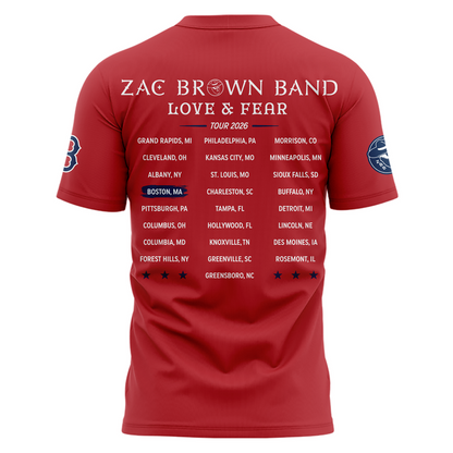 02.Zac Brown Band X Boston Red Sox -Love & Fear Tour 2026 Tshirt