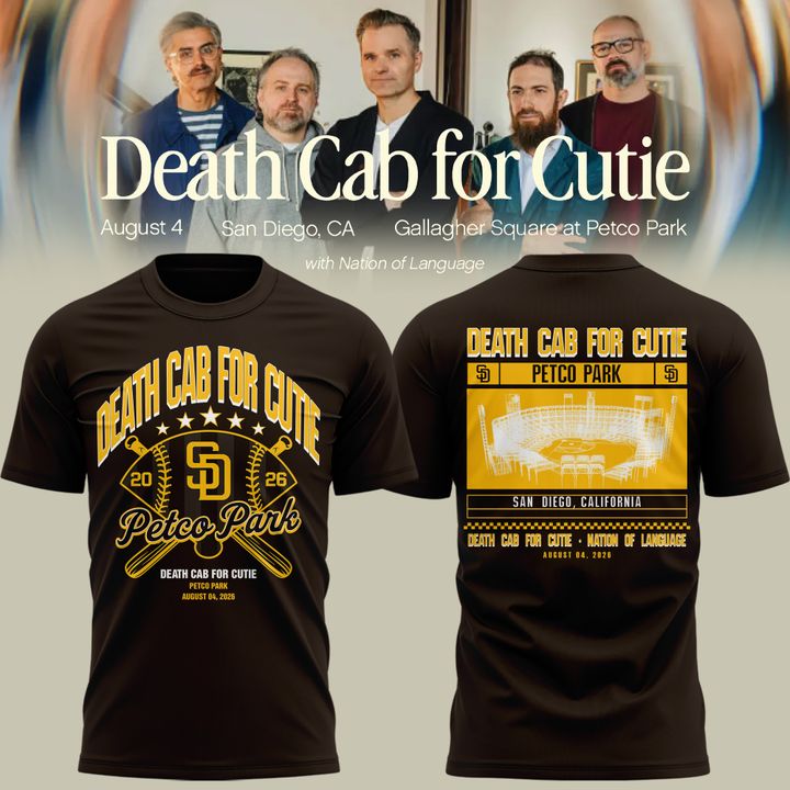 Death Cab for Cutie: I Built You A Tower World Tour x San Diego Padres Brown Tshirt