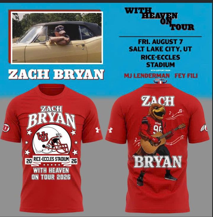 New Shirt Zach Bryan x Utah Utes Football - With Heaven On Tour 2026 T-Shirt