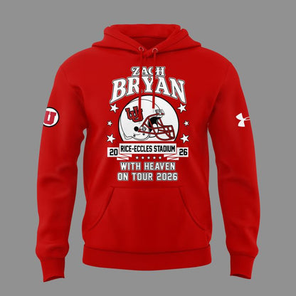 Perfect Hoodie Zach Bryan x Utah Utes Football - With Heaven On Tour 2026 Hoodie