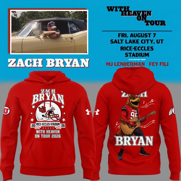 Limited Edition Zach Bryan x Utah Utes Football - With Heaven On Tour 2026 Hoodie