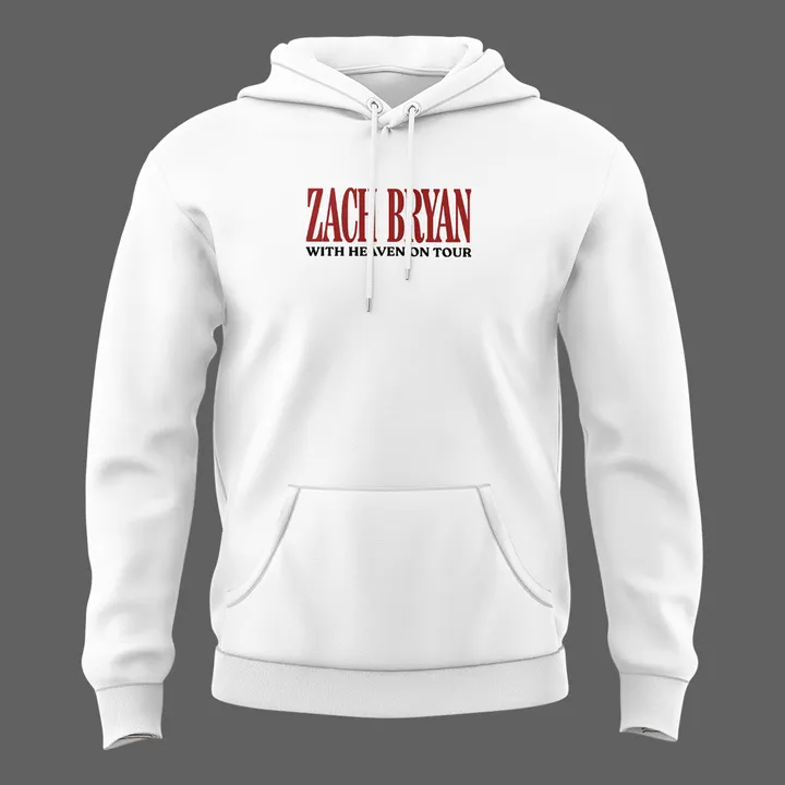 White Hoodie Zach Bryan - Salt Lake City, UT Event - With Heaven On Tour 2026 Hoodie