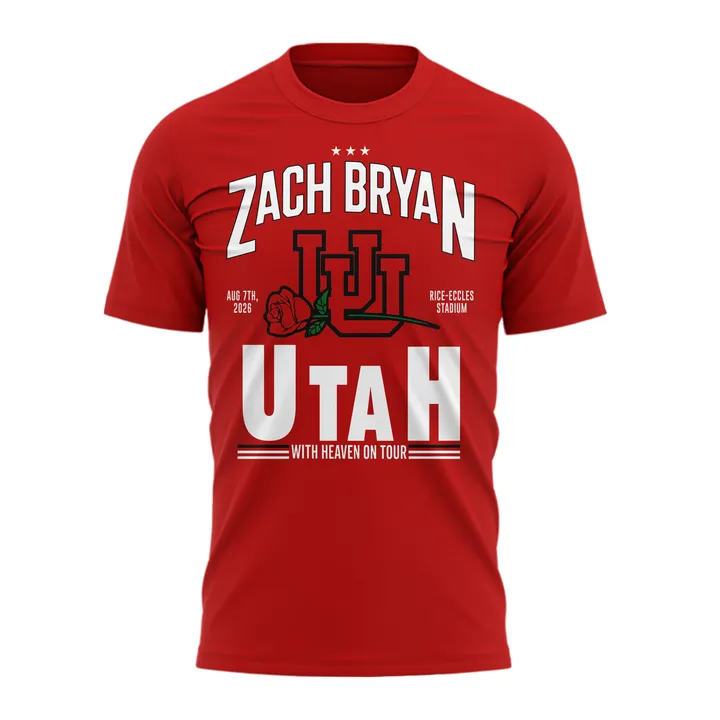Limited Edition Zach Bryan x Utah Utes Football - With Heaven On Tour 2026 T-Shirt