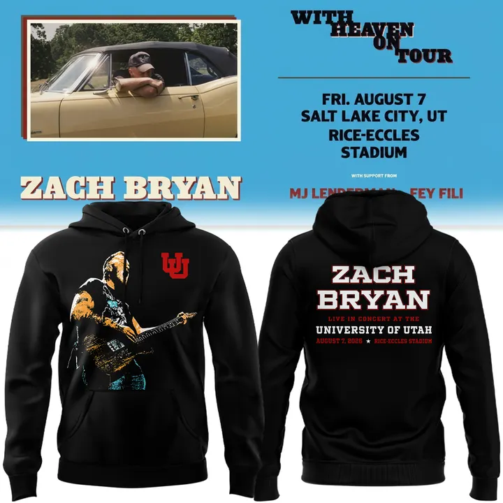 Black Hoodie Zach Bryan - Salt Lake City, UT Event - With Heaven On Tour 2026 Hoodie