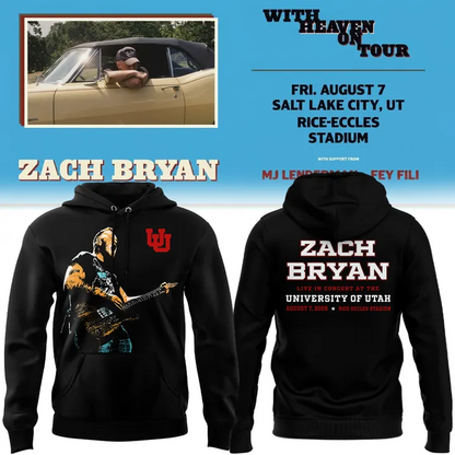 Black Hoodie Zach Bryan - Salt Lake City, UT Event - With Heaven On Tour 2026 Hoodie