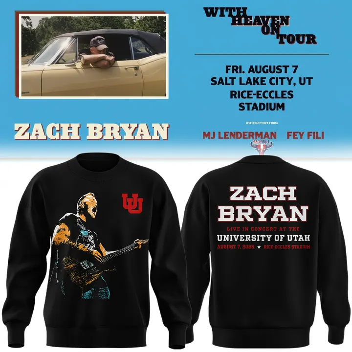 Black Sweatshirt Zach Bryan - Salt Lake City, UT Event Sweatshirt