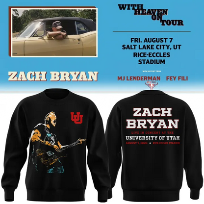 Black Sweatshirt Zach Bryan - Salt Lake City, UT Event Sweatshirt