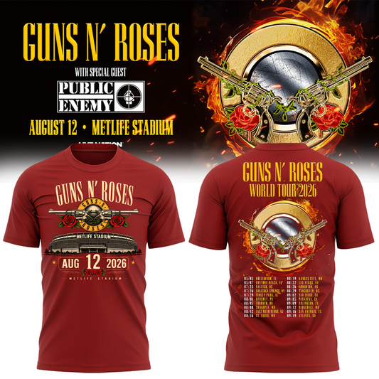 Guns N’ Roses World Tour 2026 x MetLife Stadium August 12, 2026 Black Tee
