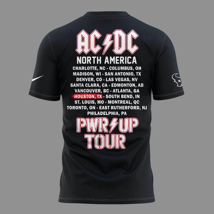 001.12. New Black Shirt AC/DC x Houston Texans - Power Up Tour 2026 T-Shirt