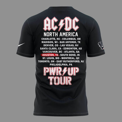 001.12. New Black Shirt AC/DC x Houston Texans - Power Up Tour 2026 T-Shirt