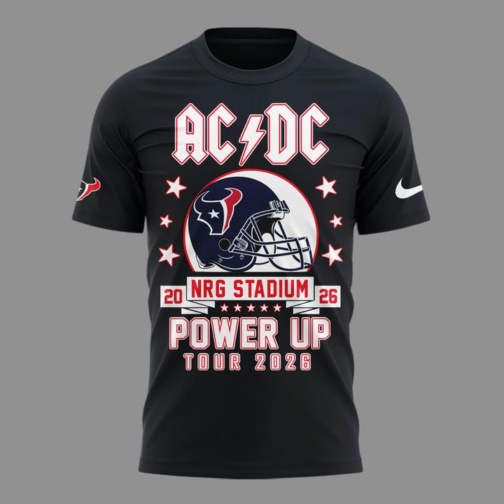 001.12. New Black Shirt AC/DC x Houston Texans - Power Up Tour 2026 T-Shirt