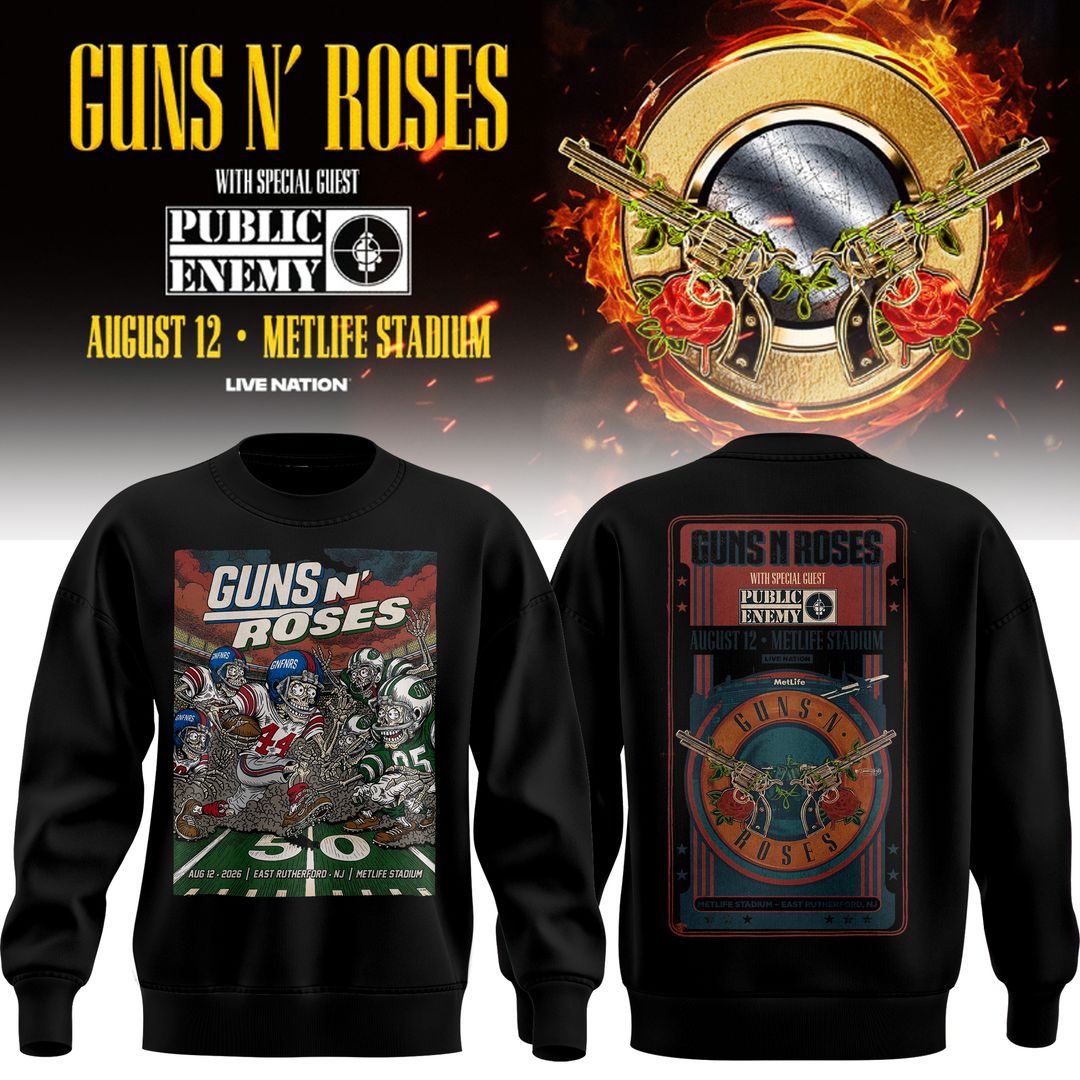 Guns N’ Roses World Tour 2026 x MetLife Stadium August 12, 2026 Black Sweatshirt