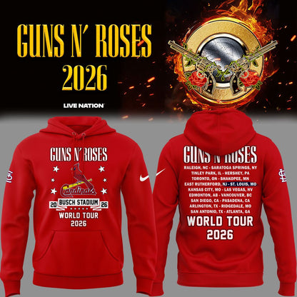 01.22. New Hoodie Guns N' Roses x St. Louis Cardinals - World Tour 2026 Hoodie