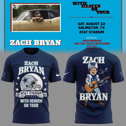 Dallas Cowboy x Zach Bryan - With Heaven On Tour 2026 T-Shirt