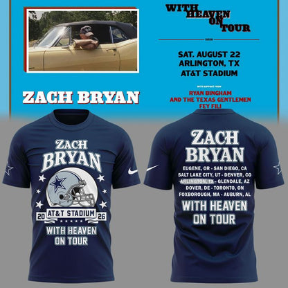 Limited Edition Dallas Cowboy x Zach Bryan - With Heaven On Tour 2026 T-Shirt