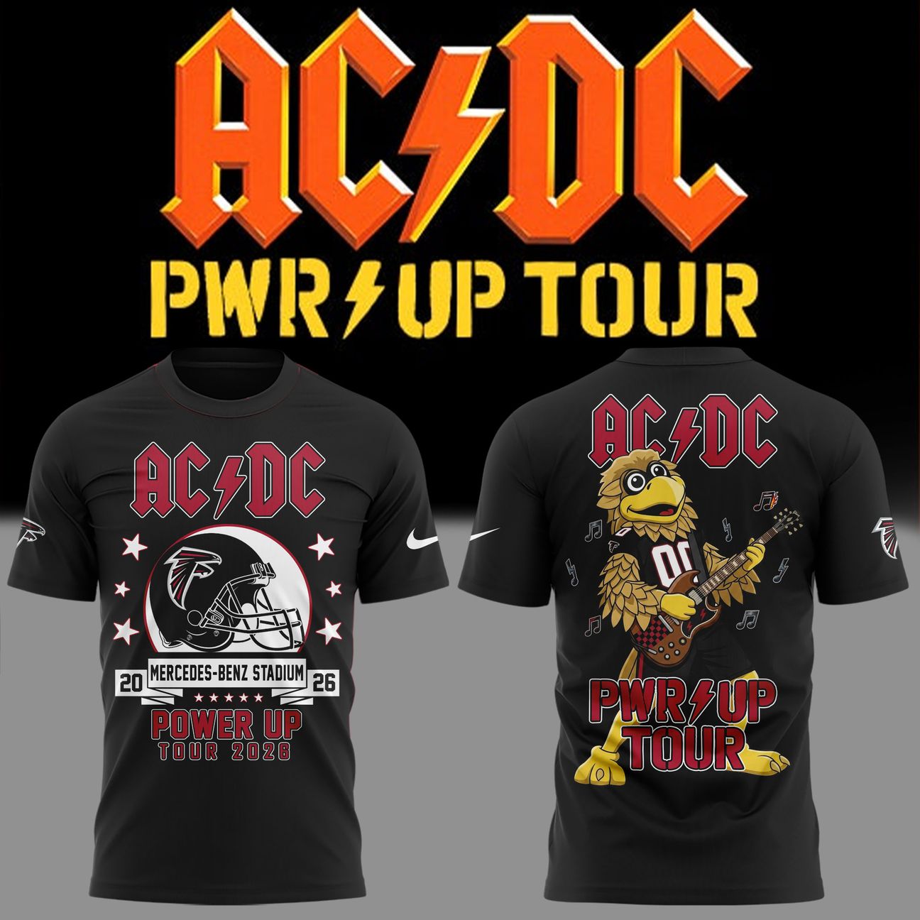 01.04. Special Mascots Atlanta Falcons x AC/DC - Power Up Tour 2026 T-Shirt