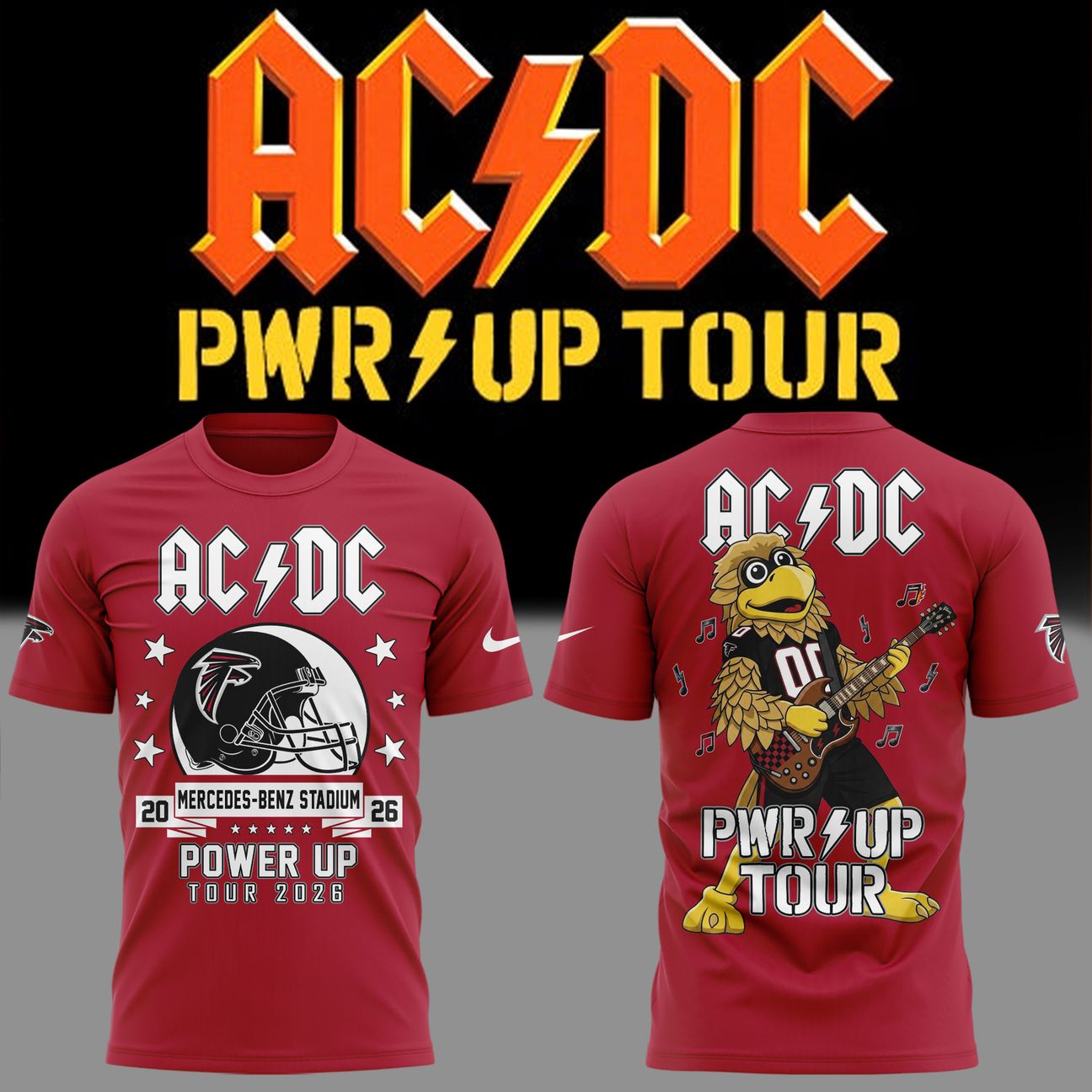01.04. Special Mascots Atlanta Falcons x AC/DC - Power Up Tour 2026 T-Shirt